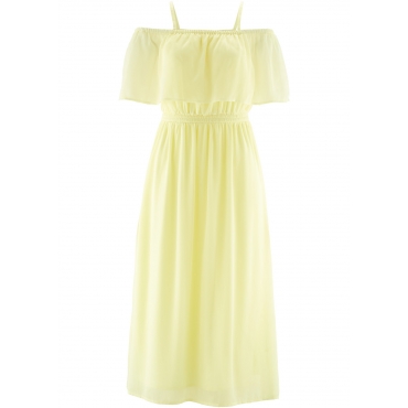 Chiffon-Kleid kurzer Arm  in gelb von bonprix 