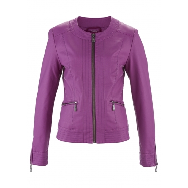 Lederimitatjacke langarm  in lila für Damen von bonprix 