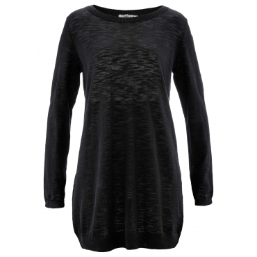 Oversize-Flammgarn-Pullover, Langarm in schwarz für Damen von bonprix 