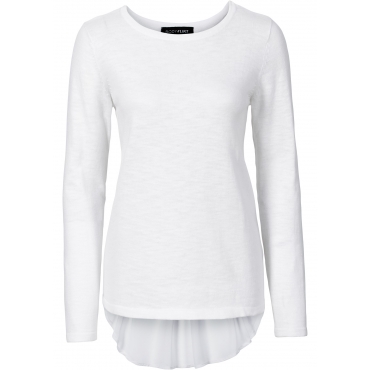 Pullover mit Bluseneinsatz langarm  in weiß für Damen von bonprix 