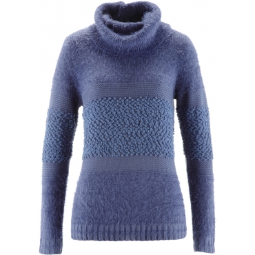 Rollkragenpullover in blau für Damen von bonprix 