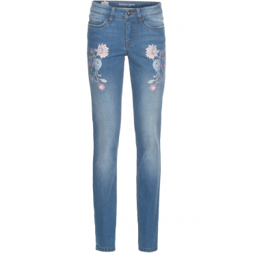 Skinny Jeans mit Stickerei in blau für Damen von bonprix 