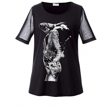 Shirt mit Frontprint & Glitzersteinchen Angel of Style schwarz 
