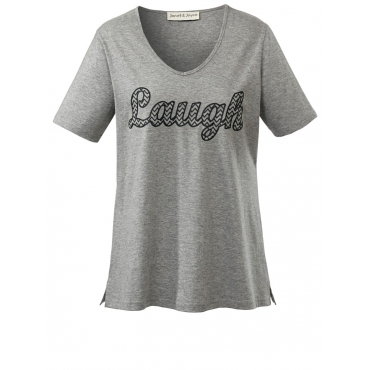 Shirt mit Schriftzug Lough Janet & Joyce grau melange 