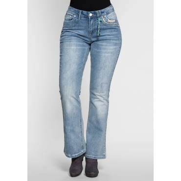 Bootcut Stretch-Jeans im Used-Look, light blue Denim, Gr.21-104 
