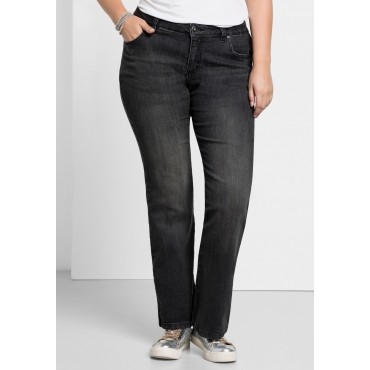 Bootcut-Jeans in 5-Pocket-Form, mit Used-Effekten, black Denim, Gr.20-116 