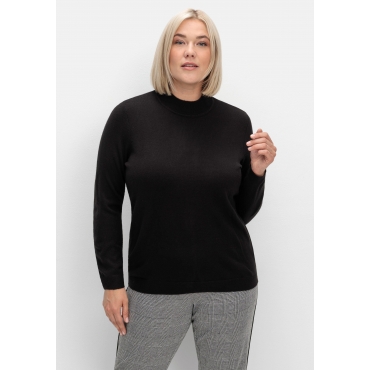 Extraweicher Pullover mit Stehkragen, schwarz, Gr.40-56 