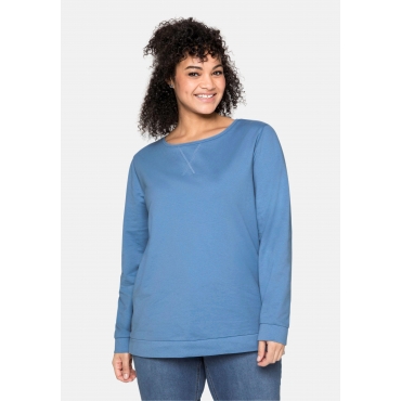 Sweatshirt mit seitlichen Reißverschlüssen, jeansblau, Gr.40/42-56/58 