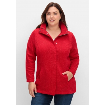 Jacke aus meliertem Strickfleece, rot, Gr.40-56 