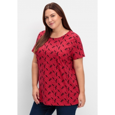 Shirt aus Jersey, mit Alloverdruck, rot gemustert, Gr.40-56 