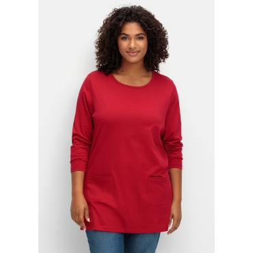 Longshirt mit aufgesetzten Taschen, rot, Gr.40-56 