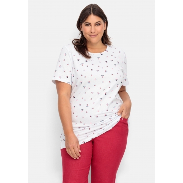 Shirt mit Minimal-Alloverprint, weiß bedruckt, Gr.40-56 