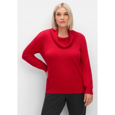 Pullover mit weitem Wasserfall-Rollkragen, rot, Gr.40-54 