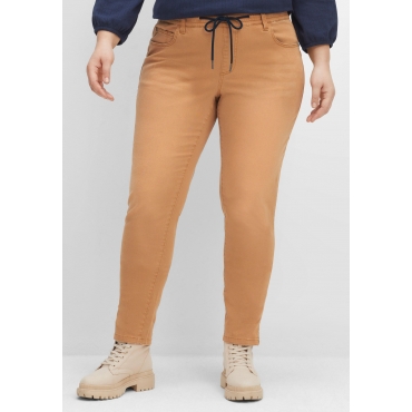 Schmale Colored- Jeans mit Schlupfbund, hellbraun, Gr.40-58 