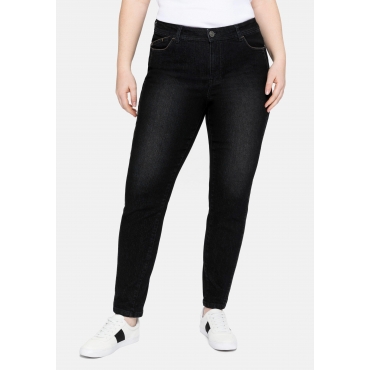 Slim Jeans mit vorverlegter Teilungsnaht, black Denim, Gr.40-58 