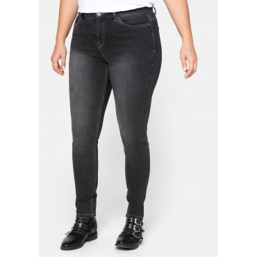 Skinny Power-Stretch-Jeans in 5-Pocket-Form, black Denim, Gr.20-116 