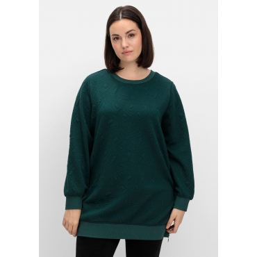 Sweatshirt mit Steppmuster und seitlichen Zippern, tiefgrün, Gr.40/42-56/58 